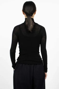 Slim Rib Turtleneck Black