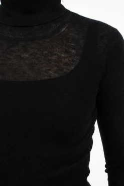 Slim Rib Turtleneck Black