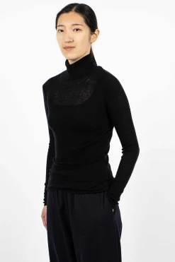 Slim Rib Turtleneck Black
