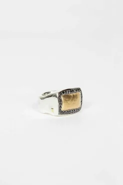 Solid Yellow Gold Black Diamond Ring