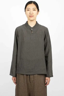 Stand Collar Blouse Charcoal