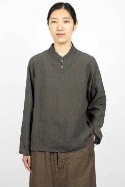 Stand Collar Blouse Charcoal