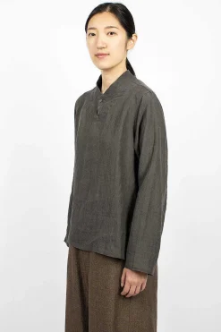 Stand Collar Blouse Charcoal