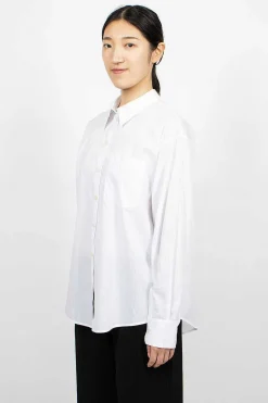 Striped Button-Up Shirt White