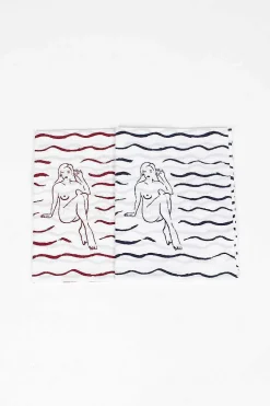 Tenugui Towel 2 Pack Blue/Red