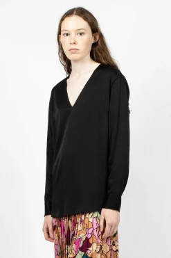 V Neck Blouse Black