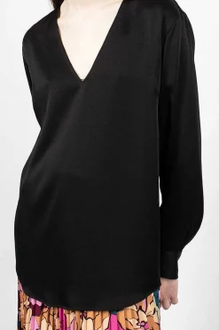 V Neck Blouse Black
