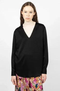 V Neck Blouse Black
