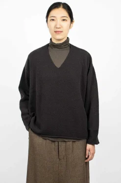 V Neck Pullover Brown/Black