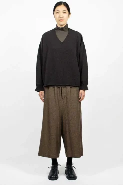 V Neck Pullover Brown/Black