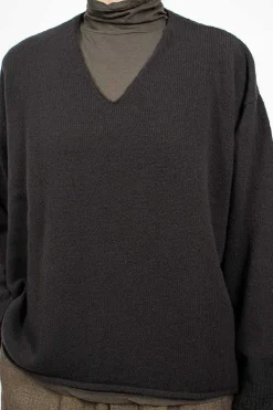 V Neck Pullover Brown/Black