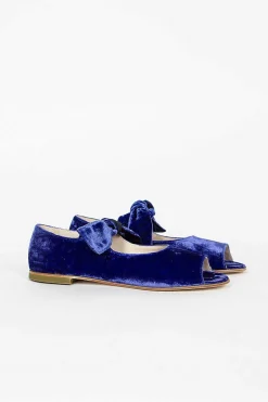 Velvet Ballerina Shoe Blue
