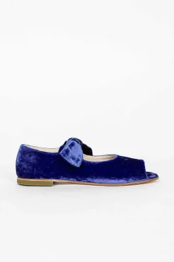 Velvet Ballerina Shoe Blue