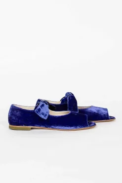 Velvet Ballerina Shoe Blue