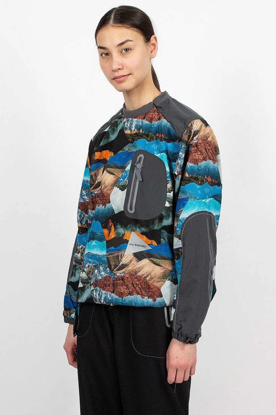 Vent Printed Pullover Blue