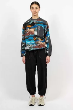 Vent Printed Pullover Blue