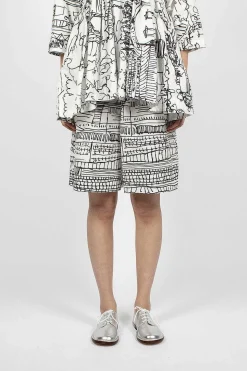 Village Print Bermuda Black/White
