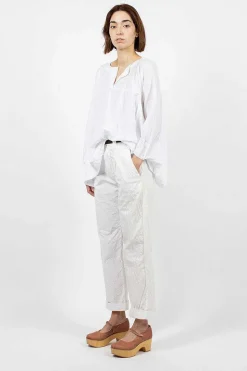 Washed Cotton Straight Leg Pant White