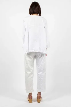 Washed Cotton Straight Leg Pant White