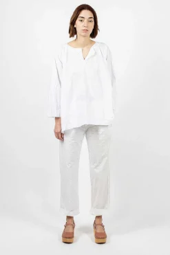 Washed Cotton Straight Leg Pant White