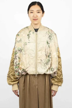 Watercolour Printed Bomber Ecru