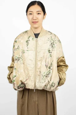 Watercolour Printed Bomber Ecru