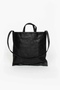 2Way Leather Tote Black