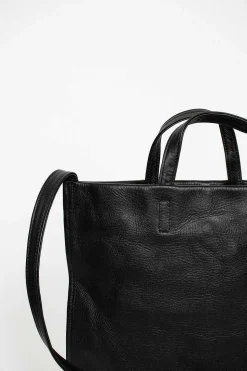 2Way Leather Tote Black