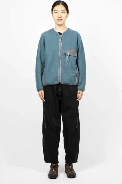 Wool Fleece Cardigan Blue Grey