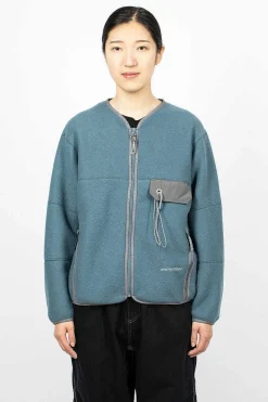 Wool Fleece Cardigan Blue Grey