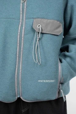 Wool Fleece Cardigan Blue Grey