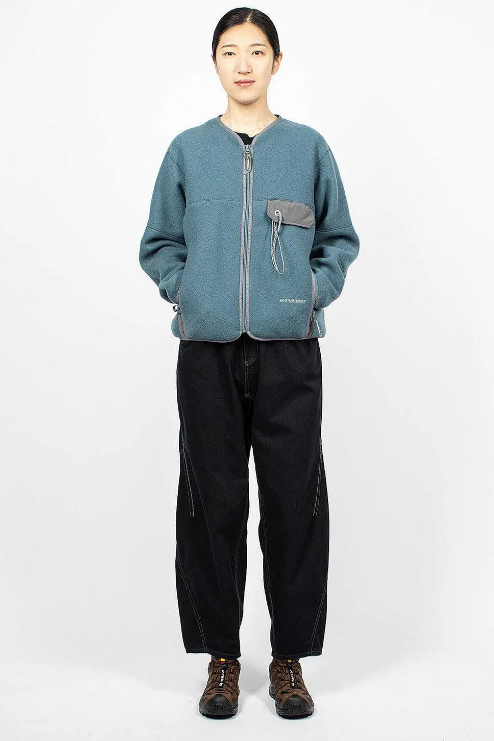 Wool Fleece Cardigan Blue Grey