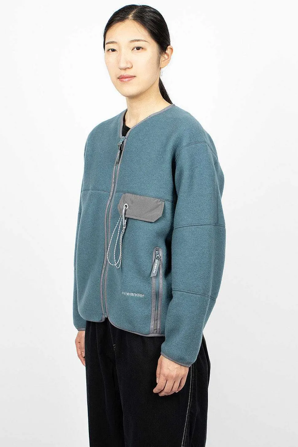 Wool Fleece Cardigan Blue Grey