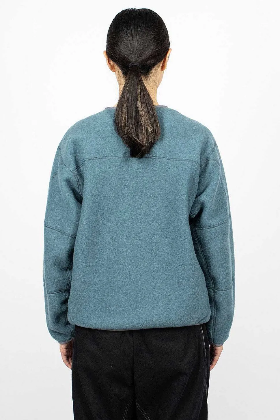 Wool Fleece Cardigan Blue Grey