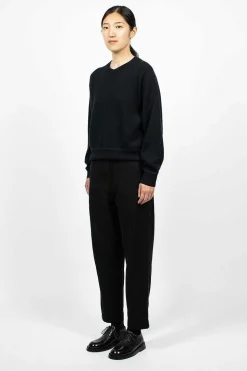 Worn Linen Cotton Drill Trouser Black