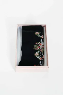 Wreath Printed Socks Black