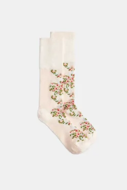 Wreath Printed Socks Cream
