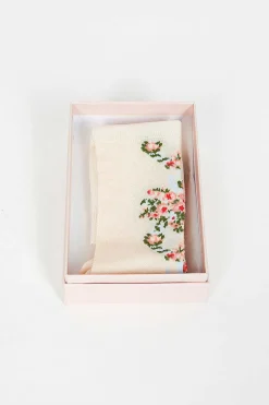 Wreath Printed Socks Cream