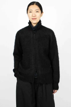 Zipped Mohair Cardigan Black