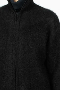 Zipped Mohair Cardigan Black