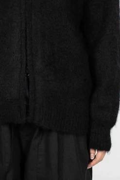 Zipped Mohair Cardigan Black