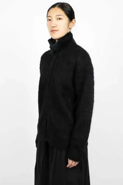 Zipped Mohair Cardigan Black