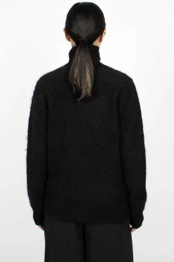 Zipped Mohair Cardigan Black